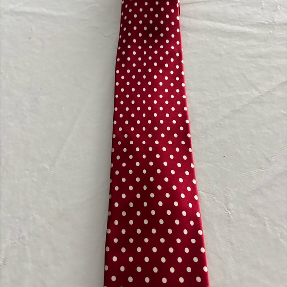 Brioni silk  Tie - Red with White Polka Dots - Picture 2 of 3